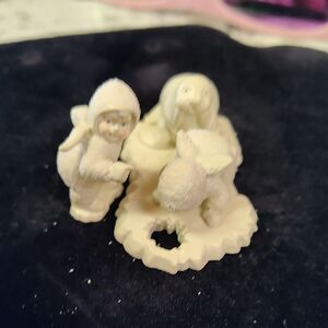 Vintage Dept 56 Snowbabies I Cant Find Him Pewter Figurine Set